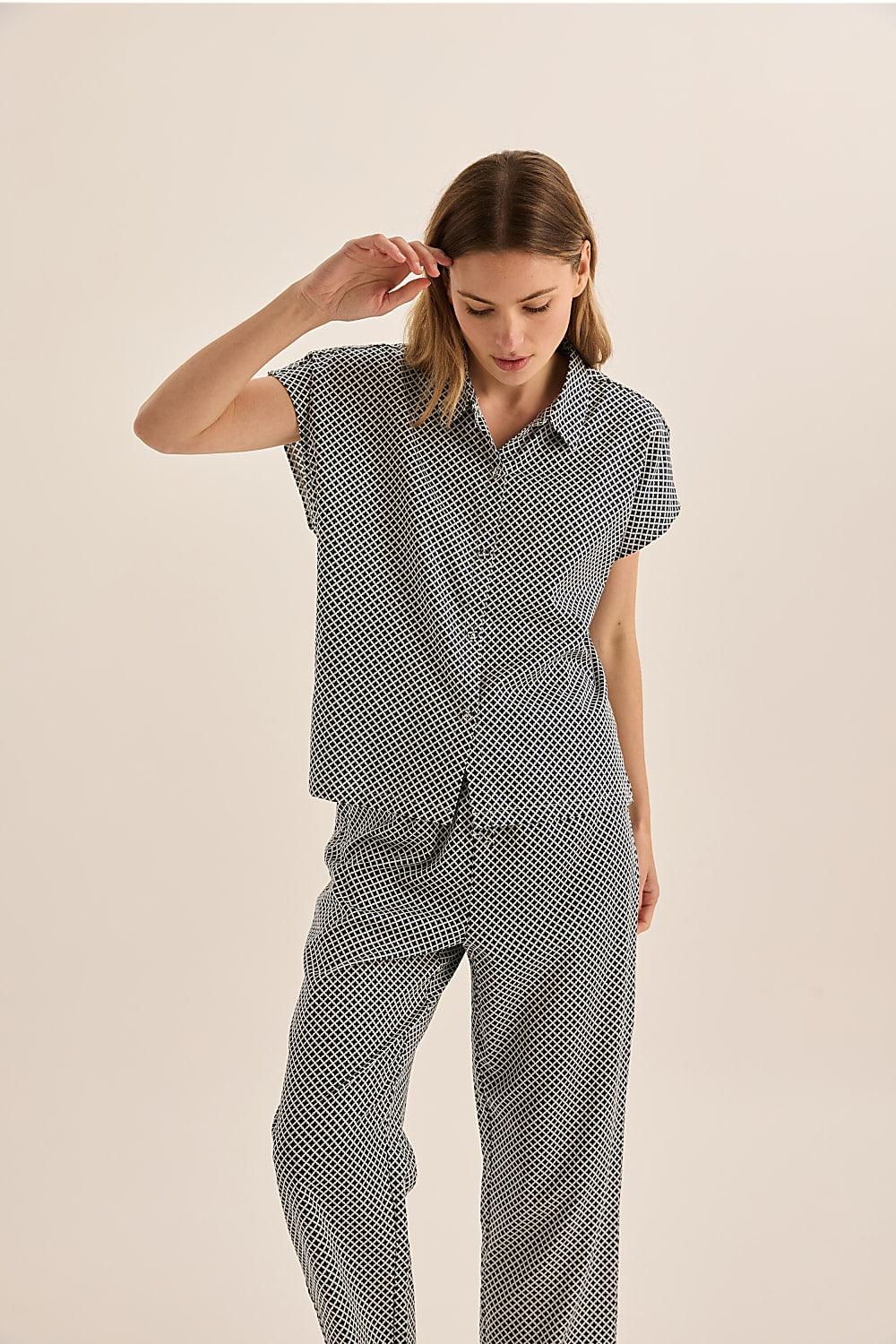 Goldie Navy Diamond Cotton PJ | Gingerlilly Sleepwear