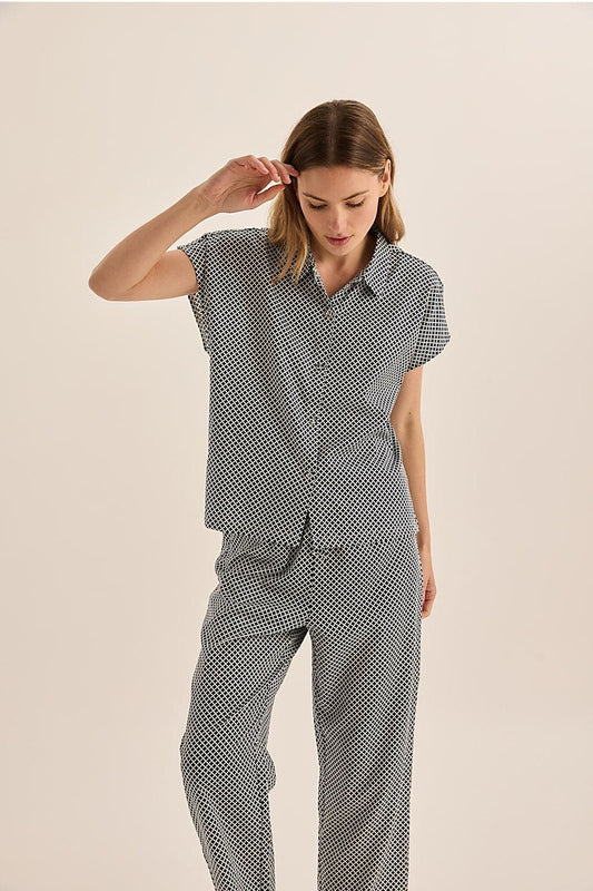 Goldie Navy Diamond Cotton PJ | Gingerlilly Sleepwear