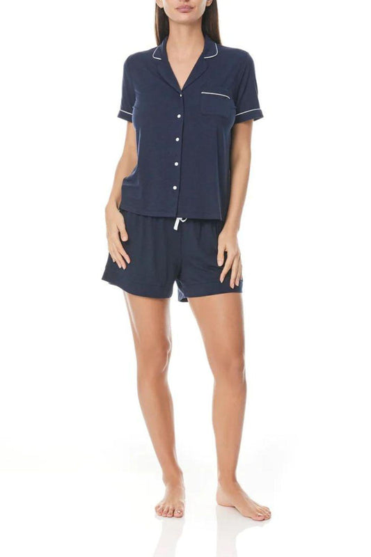 Peta Navy Bamboo Short PJ Set | Gingerlilly Sleepwear