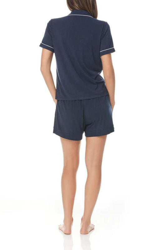 Peta Navy Bamboo Short PJ Set | Gingerlilly Sleepwear