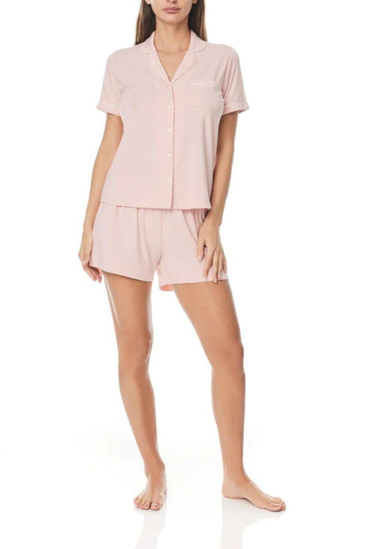 Uela Pink Bamboo Short PJ Set | Gingerlilly Sleepwear