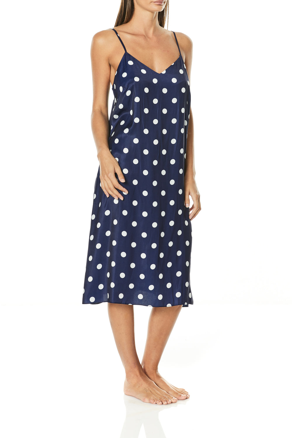 Mara Long Navy Spot Nightie