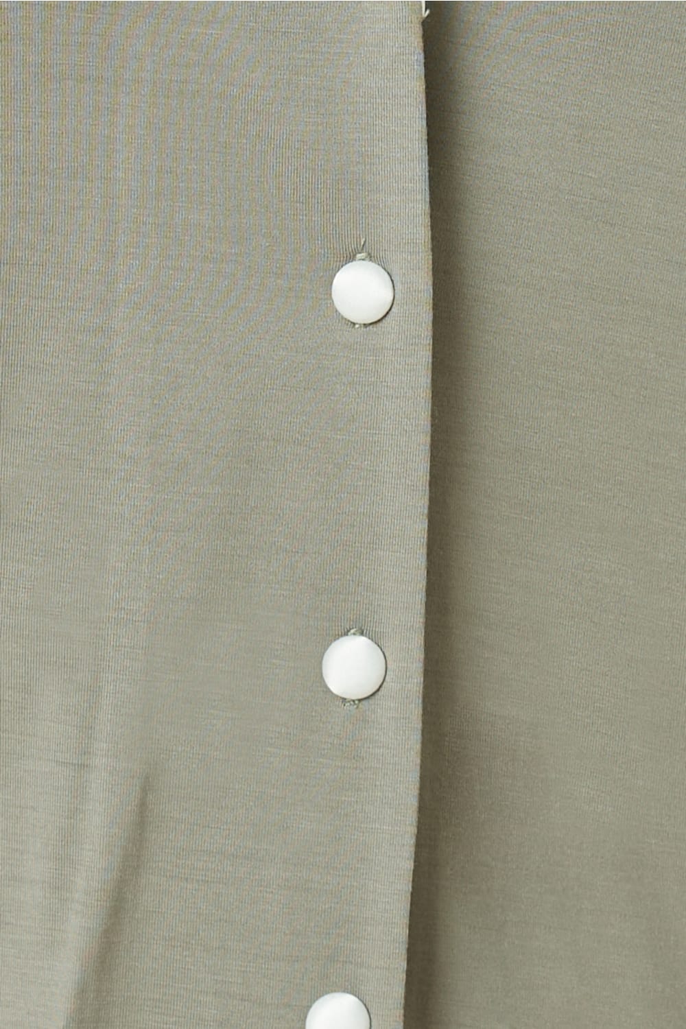 Grace Bamboo PJ Set Olive close up of covered buttons and bamboo fabric texture in soft olive tone