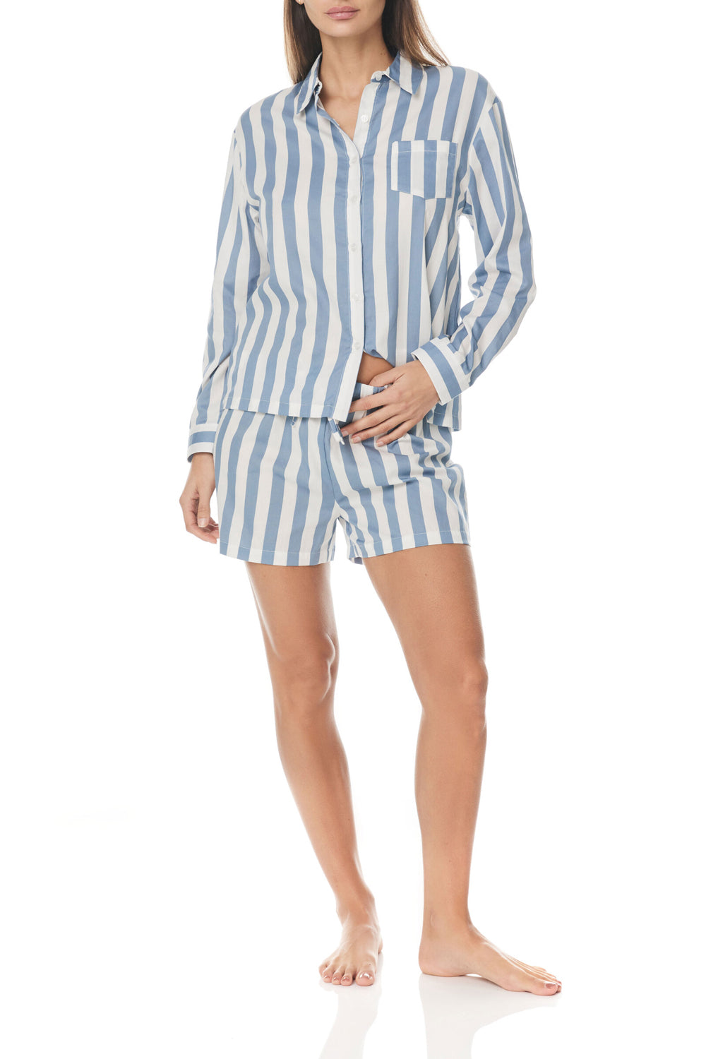 Hailey Cotton Blue Stripe PJ | Gingerlilly Sleepwear