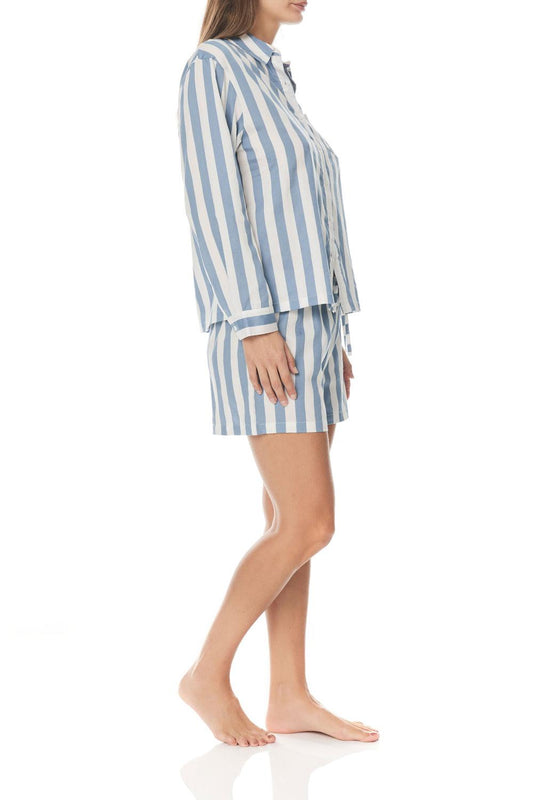 Hailey Cotton Blue Stripe PJ | Gingerlilly Sleepwear