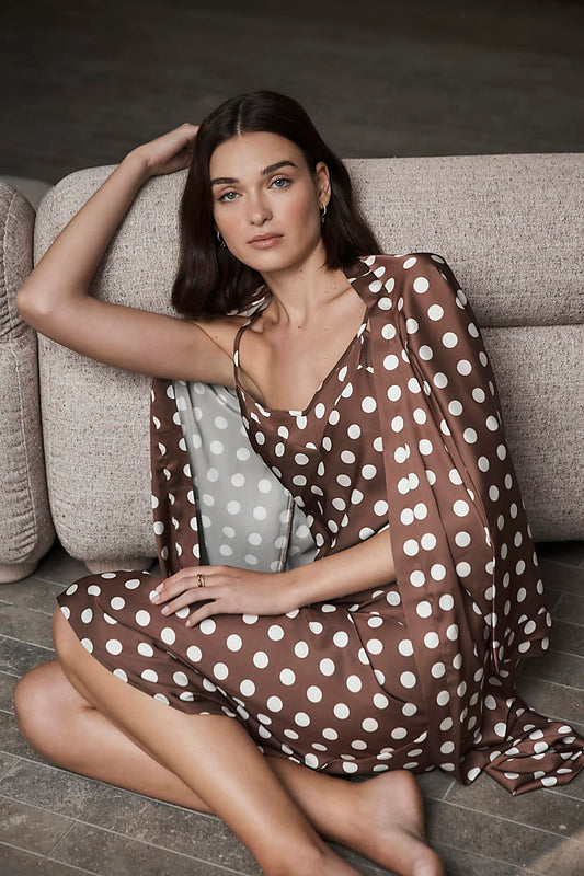 Lana Brown Spot Robe | Gingerlilly Sleepwear