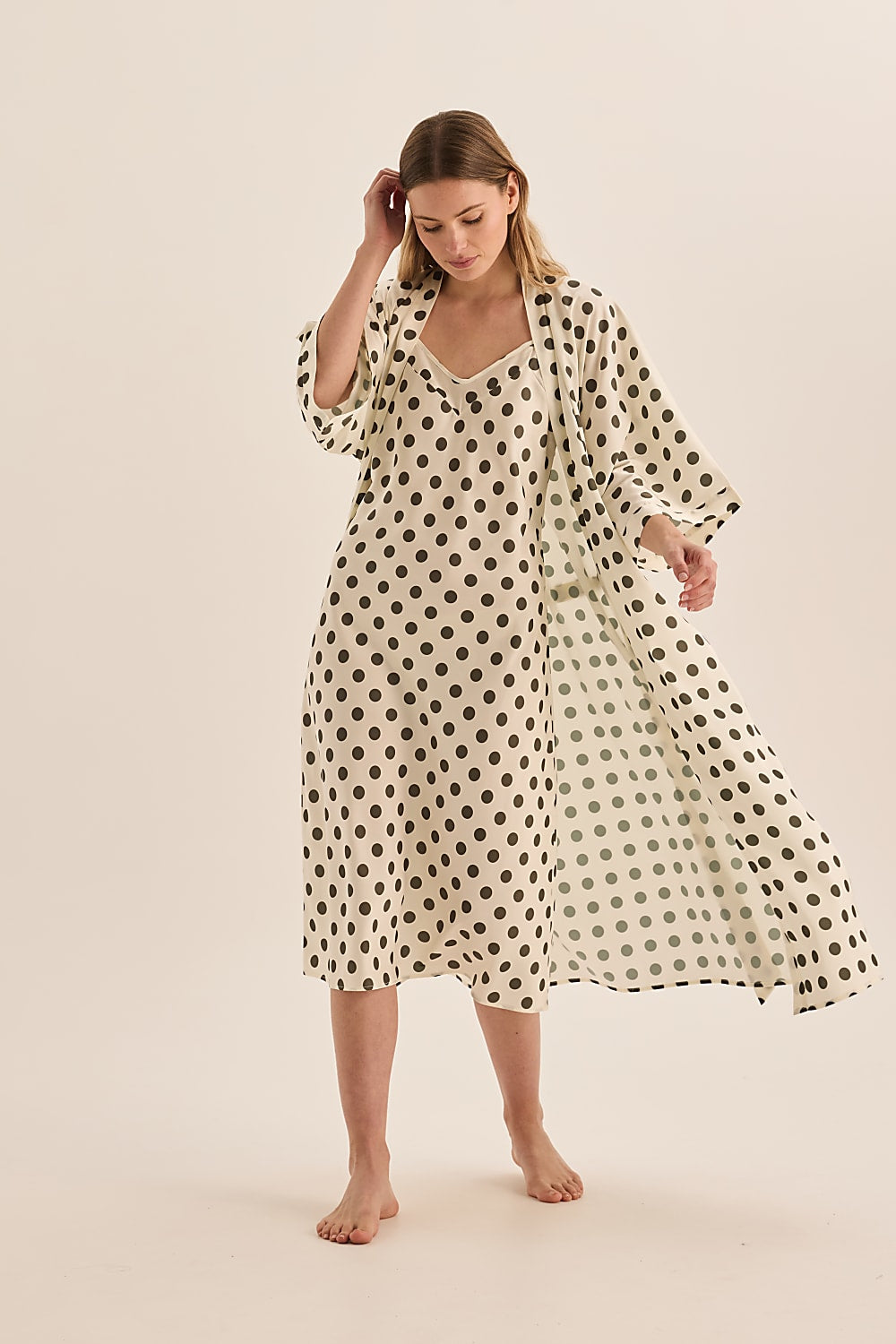 Hannah Olive Spot Nightie | Gingerlilly Sleepwear