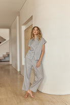 Gingerlilly Marlie Diamond Print Cotton Long PJ Set - Olive - Lifestyle
