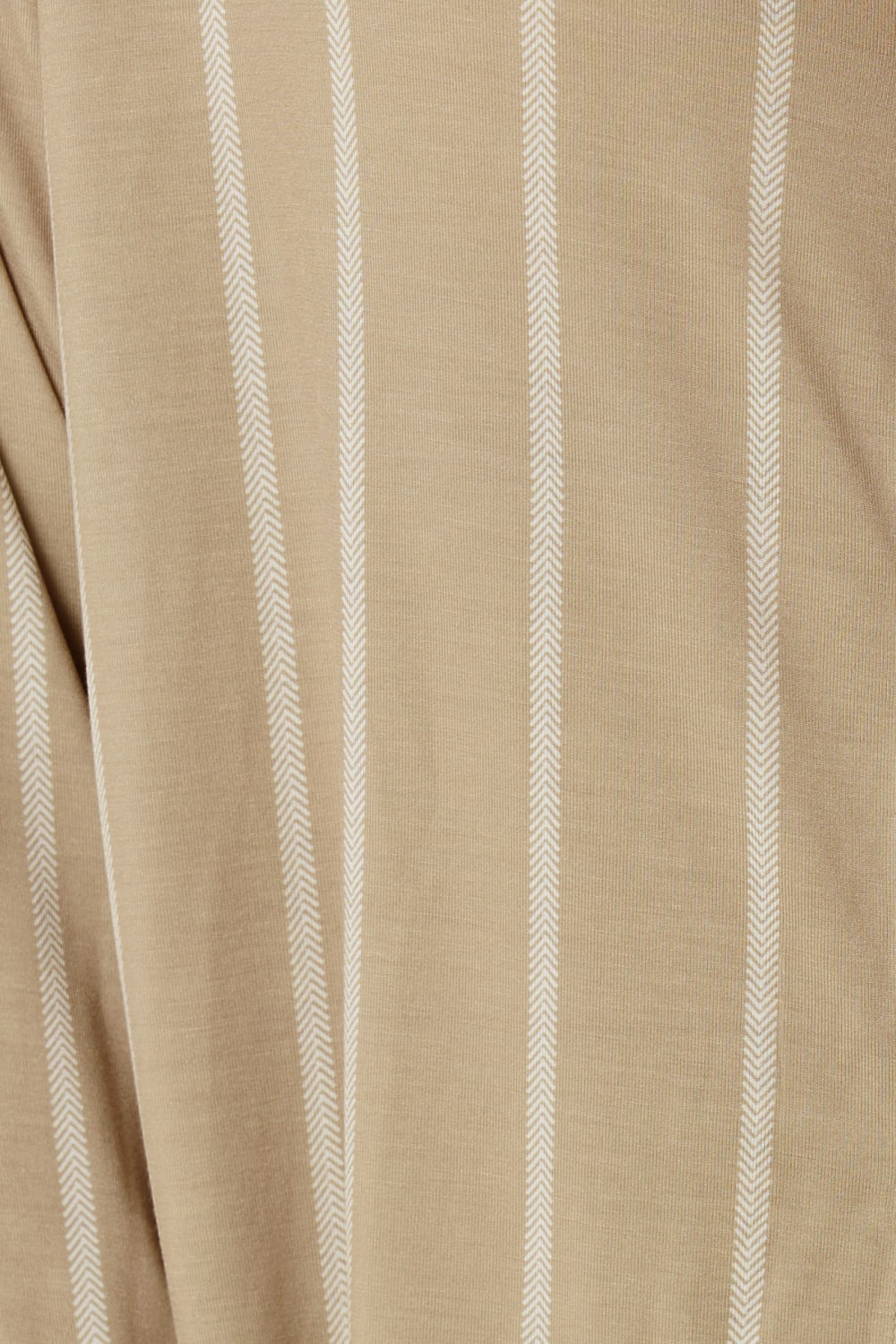 Harlow Bamboo Striped PJ Set Biscuit Texture Shot showing the V detail within the white stripes