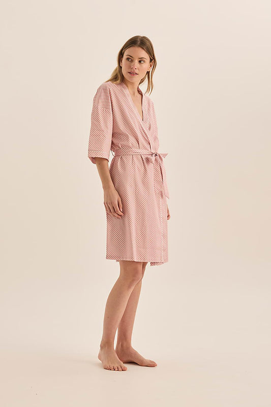 Indigo Pink Diamond Cotton Robe | Gingerlilly Sleepwear