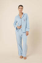Gingerlilly Isabella Brushed Cotton PJ Set - Blue - Side