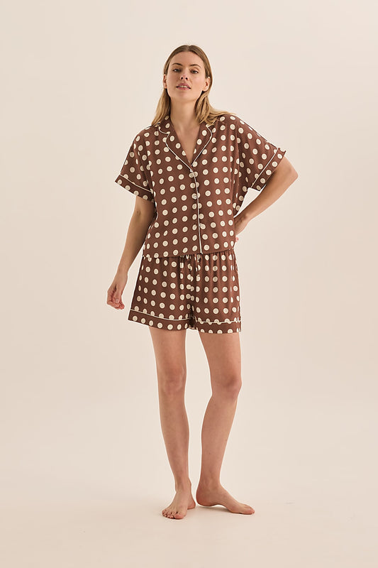 Jillian Brown Spot Short Set | Gingerlilly Sleepwear