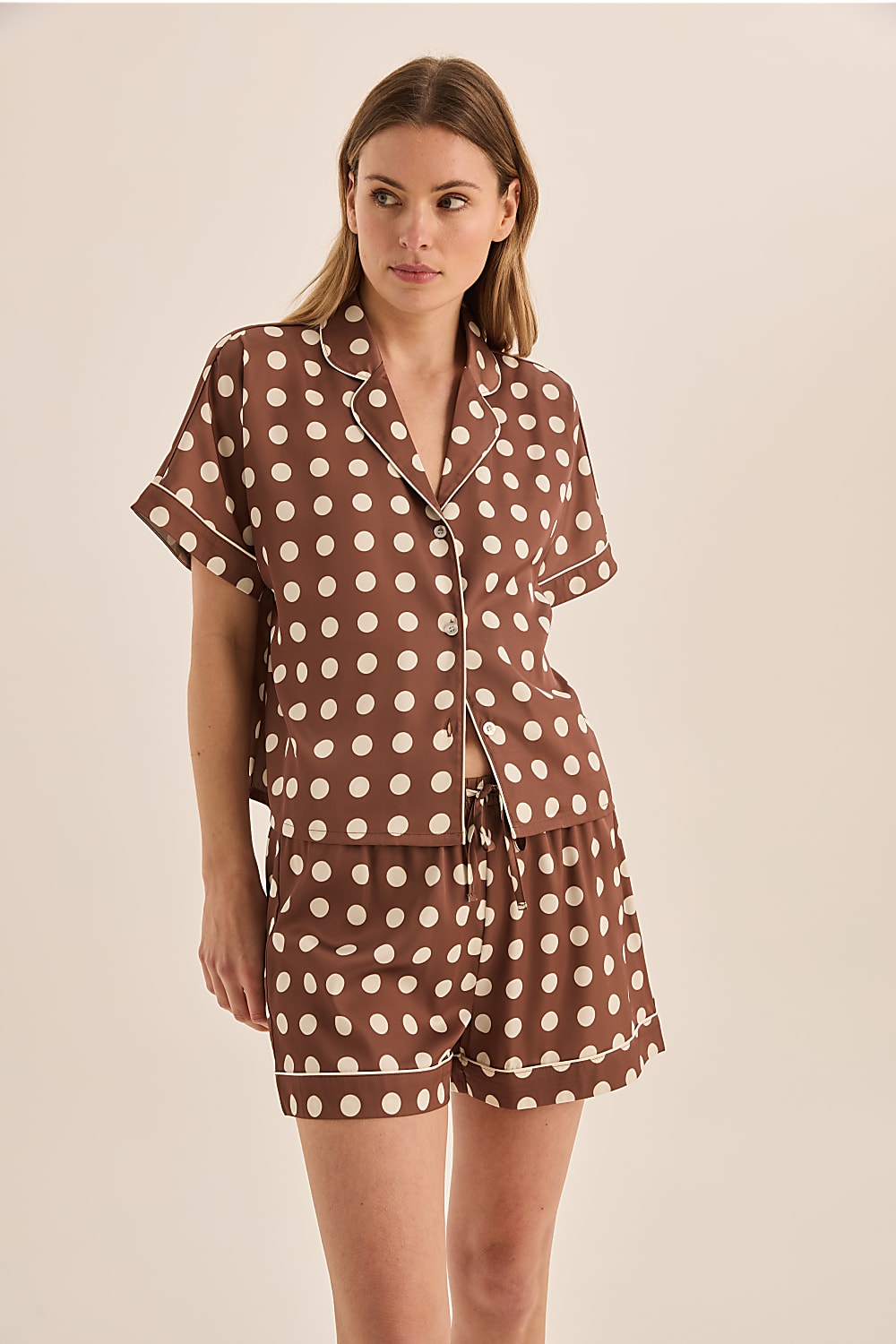 Jillian Brown Spot Short Set | Gingerlilly Sleepwear