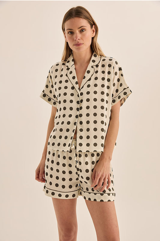 Jillian Olive Spot Short Set | Gingerlilly Sleepwear