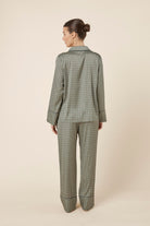 Gingerlilly Kienna Geo Printed Silky Satin PJ Set - Olive - Back
