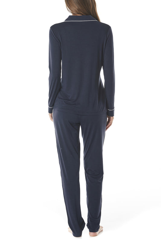 Kylie Navy Modal Button PJ Set | Gingerlilly Sleepwear