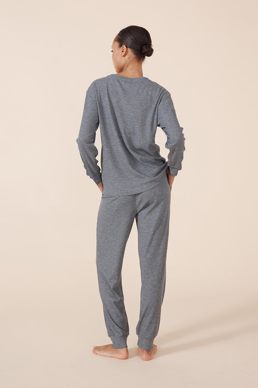 The Lainey Pyjama Set in Grey | Women's Waffle Sleepwear