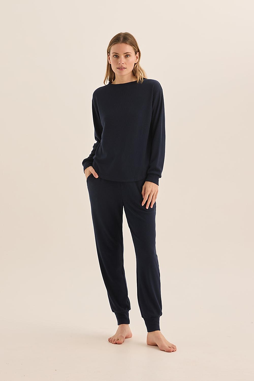 Lainey Navy Waffle Pyjama Set | Gingerlilly Sleepwear