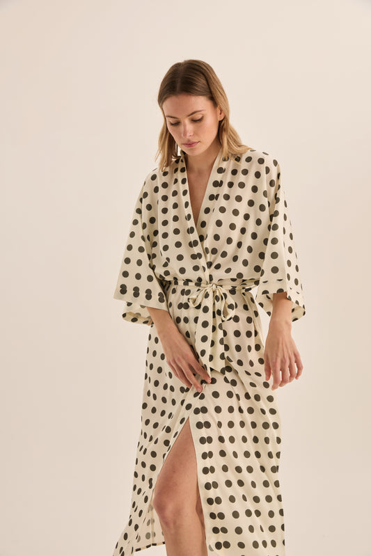 Lana Olive Spot Robe | Gingerlilly Sleepwear