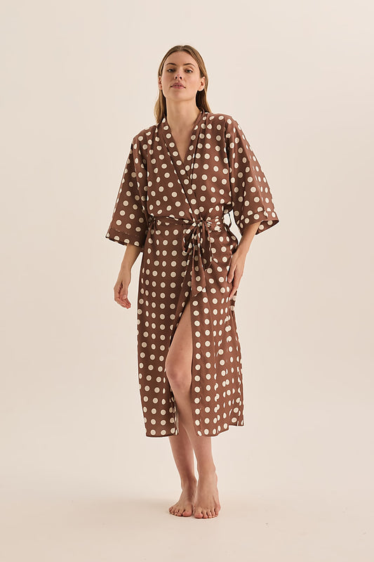 Lana Brown Spot Robe | Gingerlilly Sleepwear