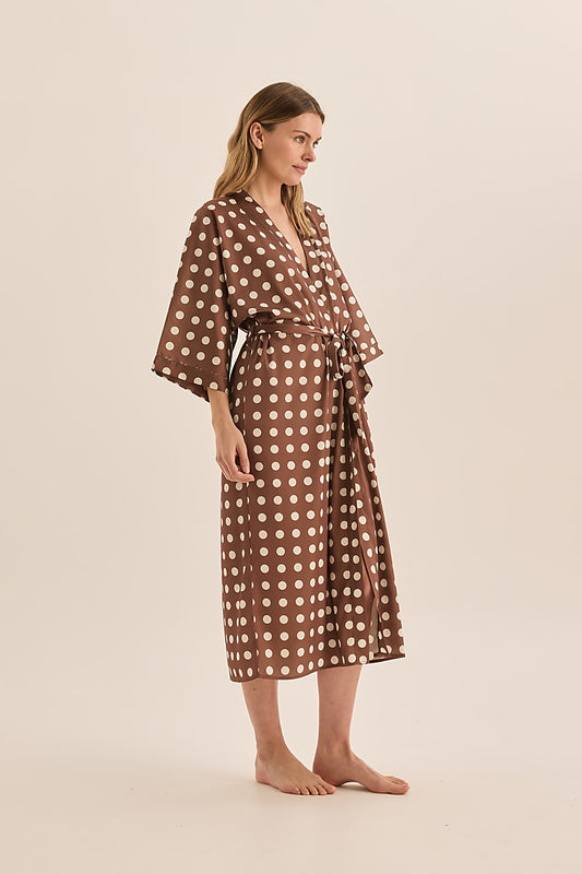 Lana Brown Spot Robe | Gingerlilly Sleepwear