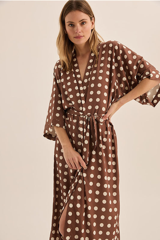 Lana Brown Spot Robe | Gingerlilly Sleepwear