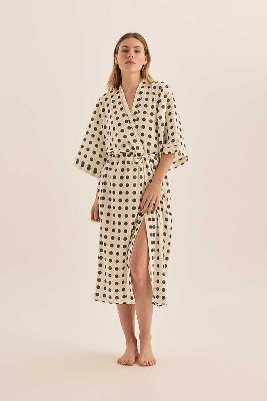 Lana Olive Spot Robe | Gingerlilly Sleepwear