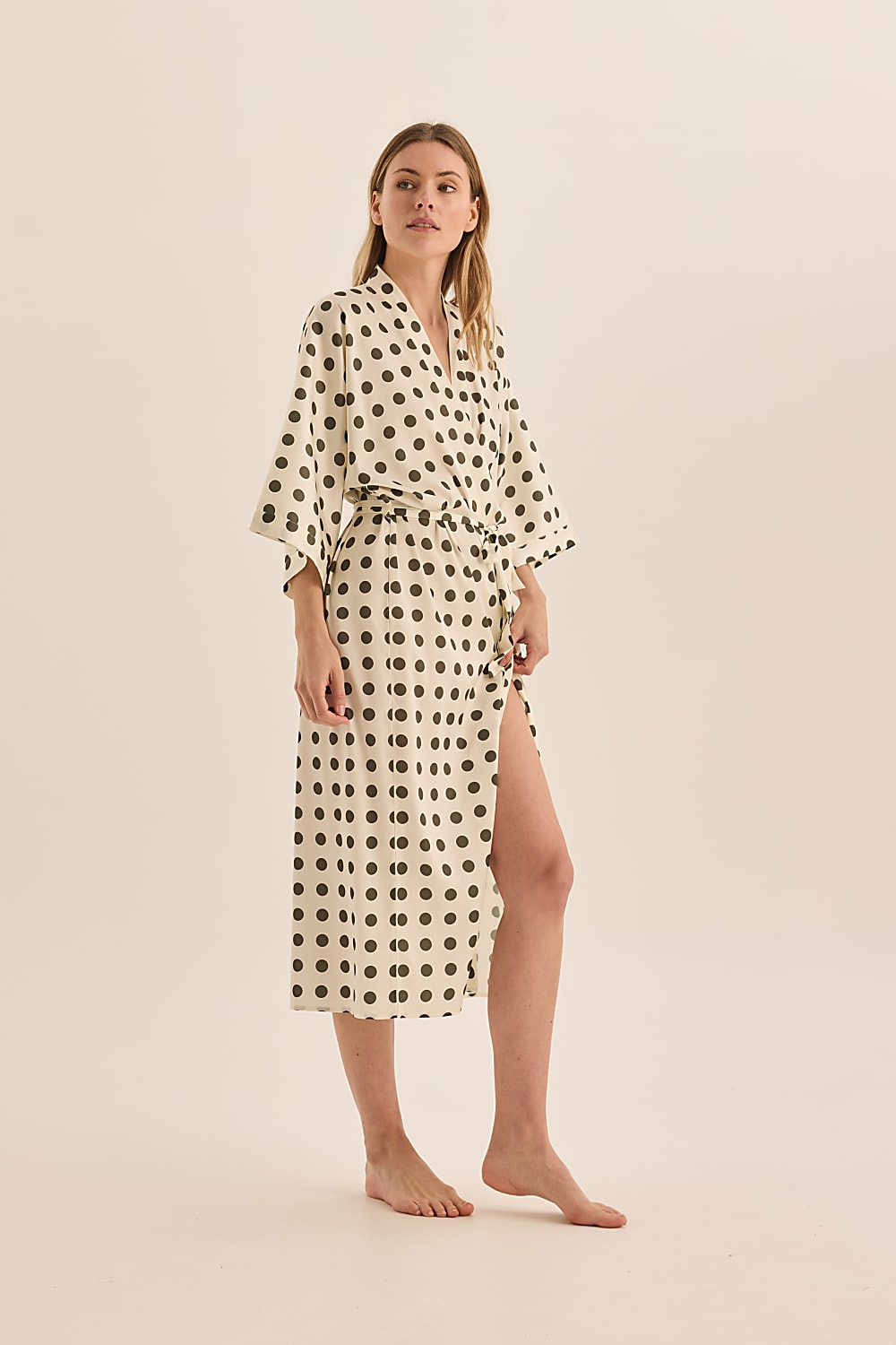 Lana Olive Spot Robe | Gingerlilly Sleepwear