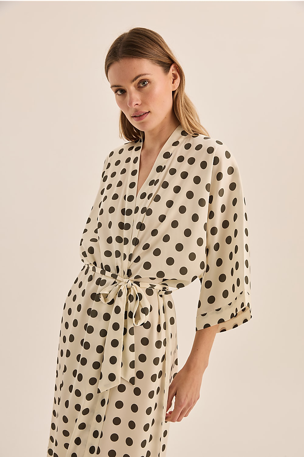 Lana Olive Spot Robe | Gingerlilly Sleepwear