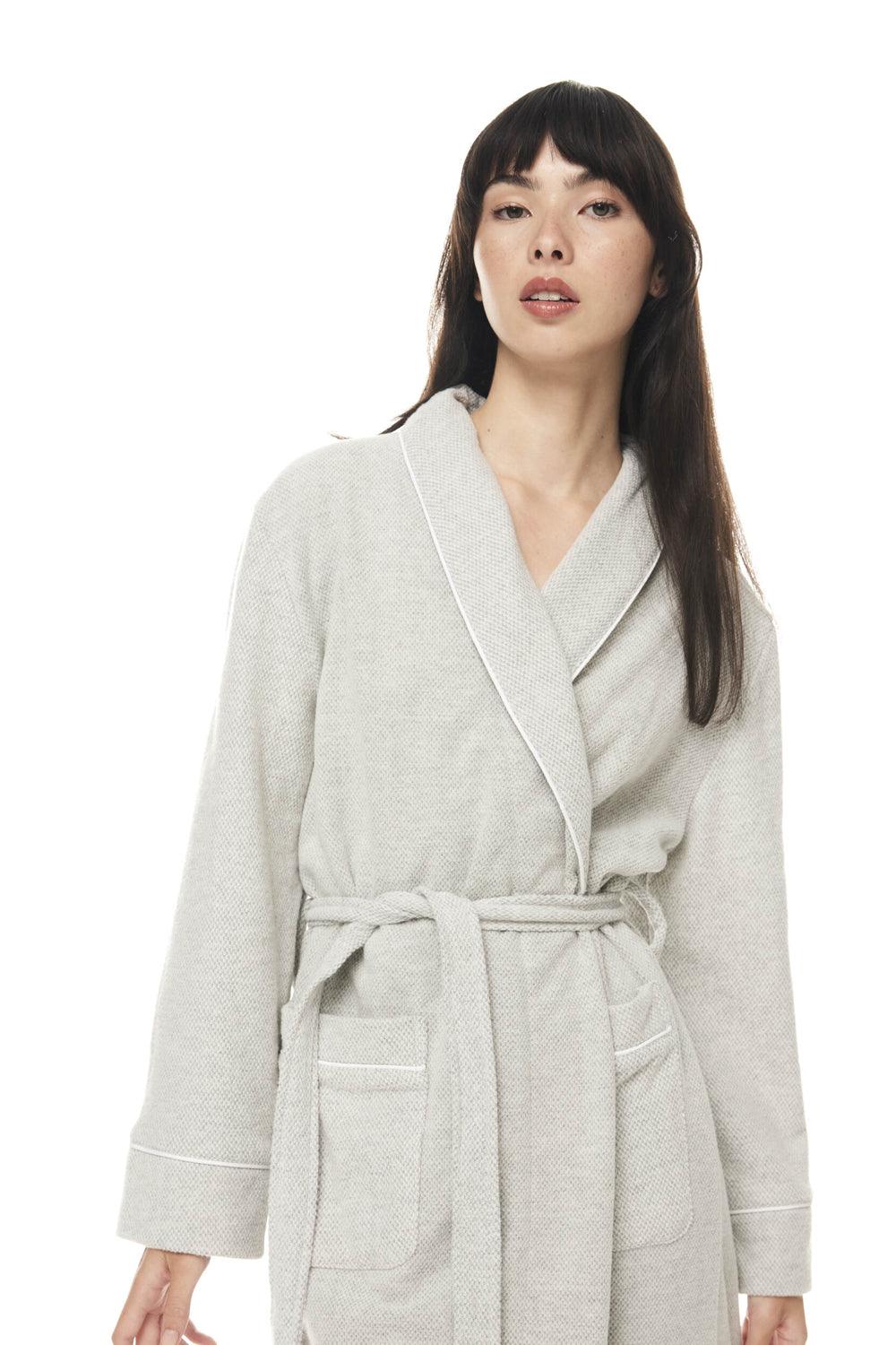 Lenore Grey Cotton Long Robe