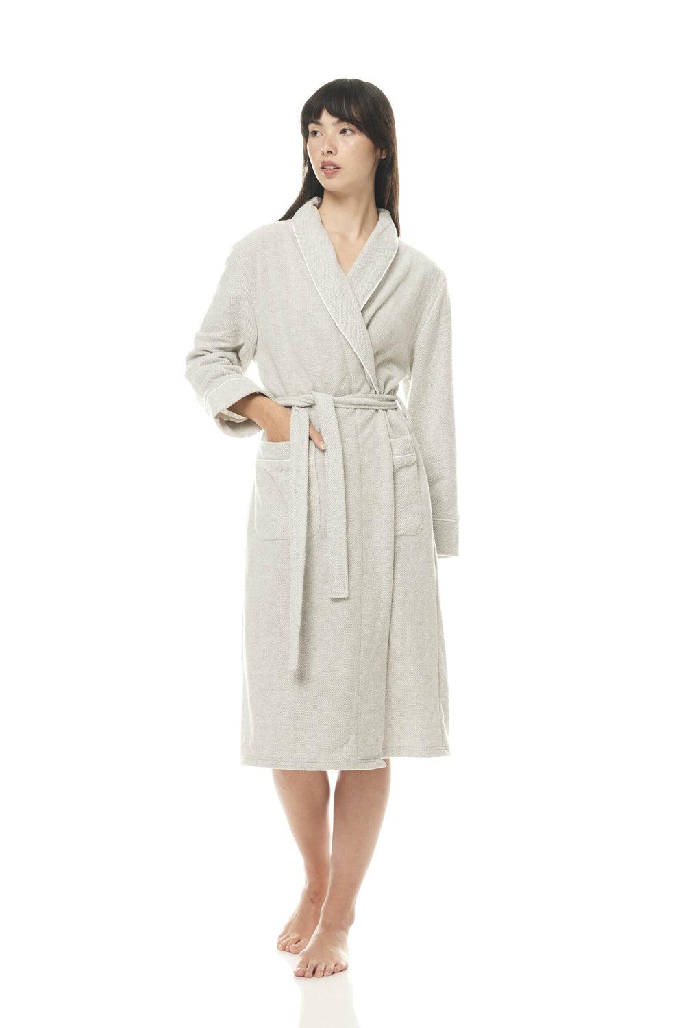 Lenore Grey Cotton Long Robe | Gingerlilly Sleepwear