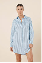 Gingerlilly Lolita Striped Boyfriend Night Shirt - Blue - Front
