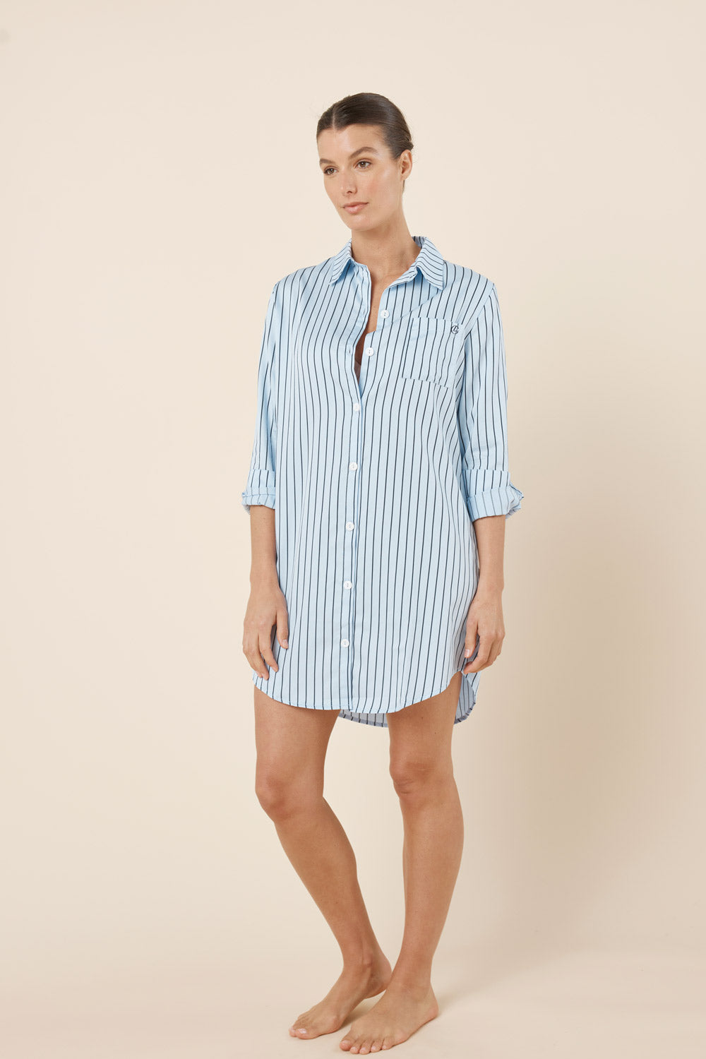 Gingerlilly Lolita Striped Boyfriend Night Shirt - Blue - Side
