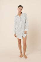 Gingerlilly Lolita Striped Boyfriend Night Shirt - Ecru - Front