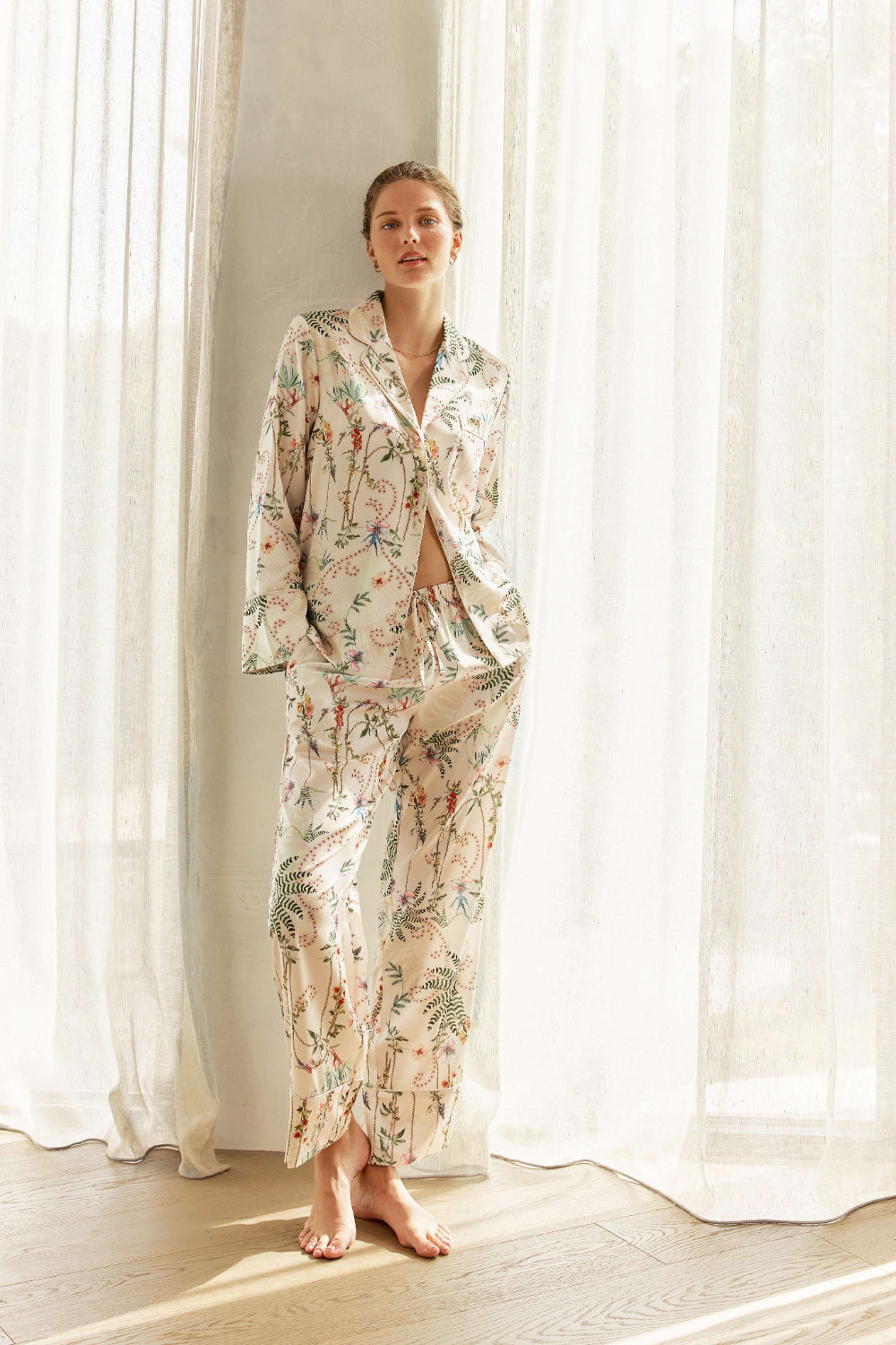 Women’s Satin Pyjama Set | Maeve Botanical Print by Gingerlilly