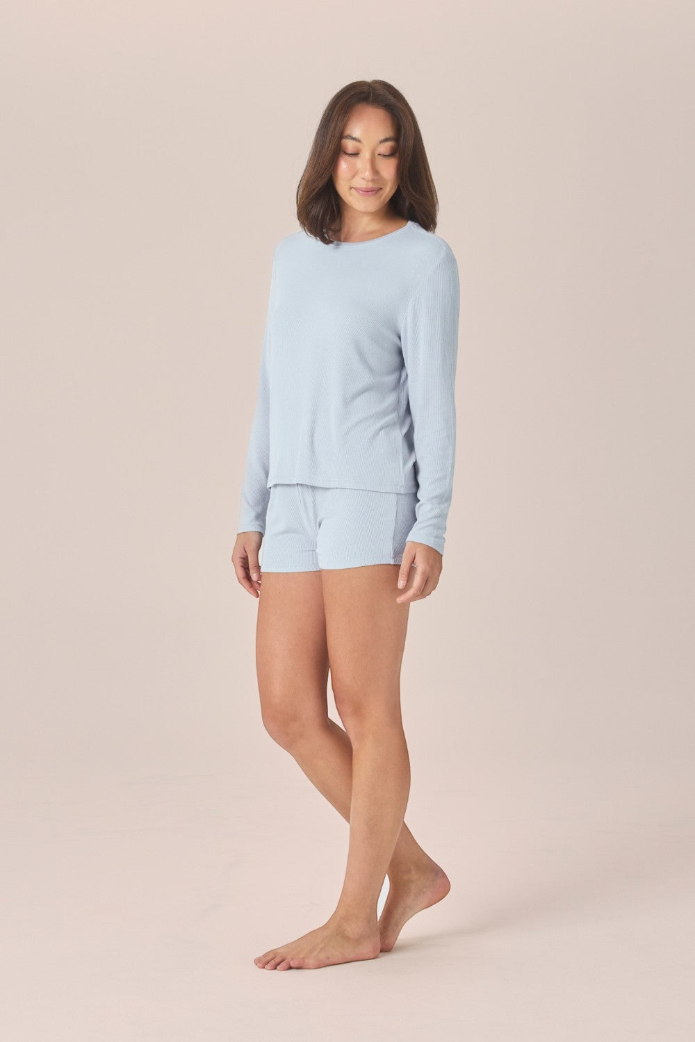 Gingerlilly Avery Rib Lounge Mini Short in Powder Blue