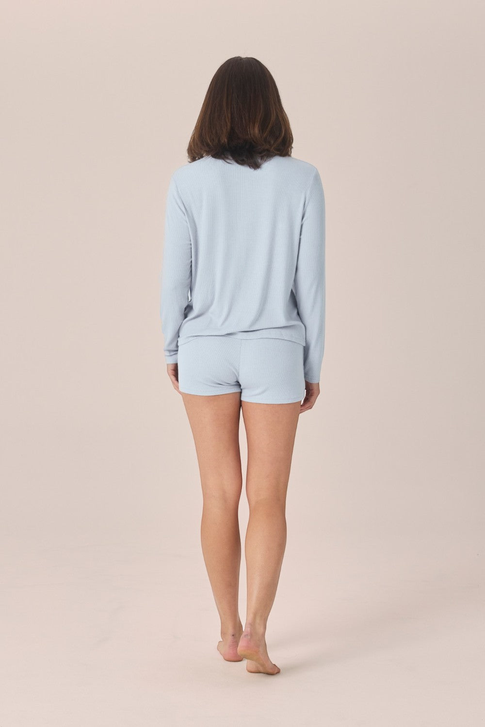 Gingerlilly Lombardy Rib Long Sleeve Top in Powder Blue