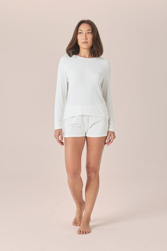 Gingerlilly Lombardy Rib Long Sleeve Top in Ecru