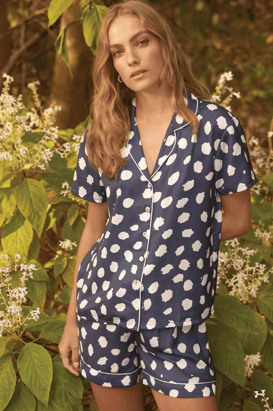 Madison Navy Geo Spot Short Set | Gingerlilly Sleepwear