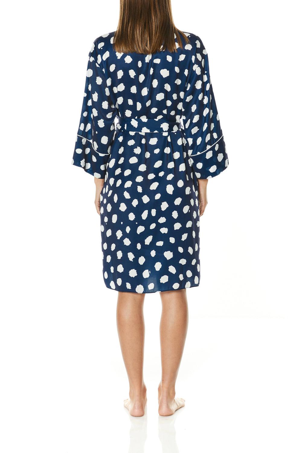 Meredith Navy Geo Spot Robe | Gingerlilly Sleepwear