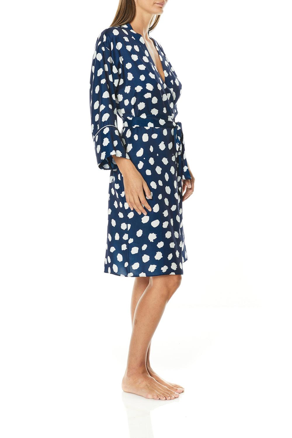 Meredith Navy Geo Spot Robe