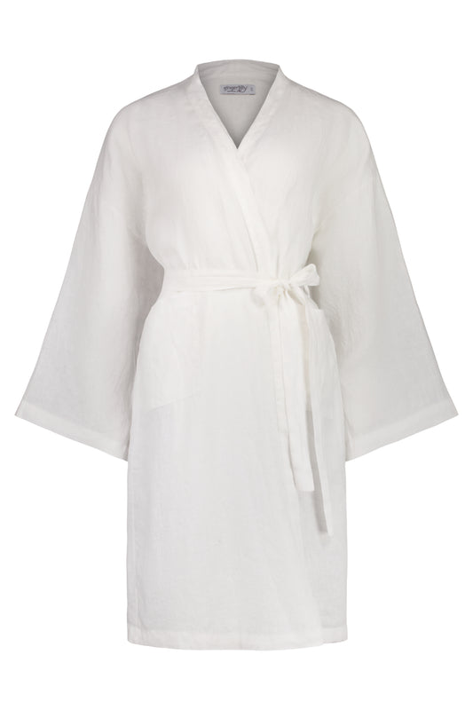 Mia White Linen Robe | Gingerlilly Sleepwear