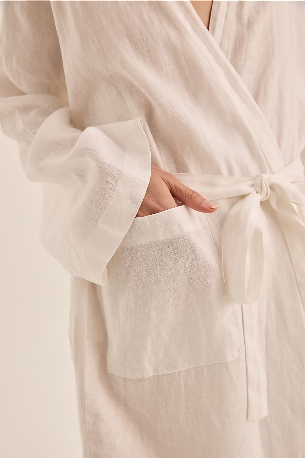 Mia White Linen Robe | Gingerlilly Sleepwear