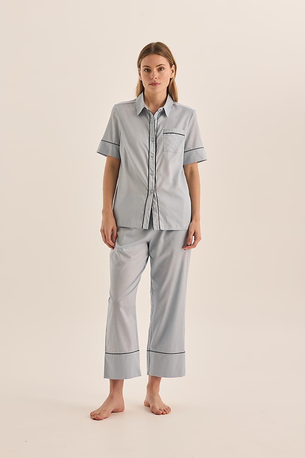 Molly Blue Double Piping Pyjama Set | Gingerlilly Sleepwear