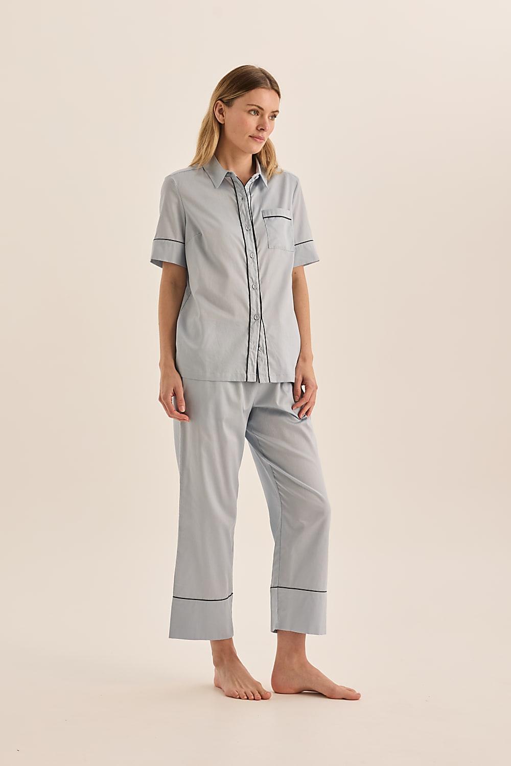 Molly Blue Double Piping Pyjama Set | Gingerlilly Sleepwear