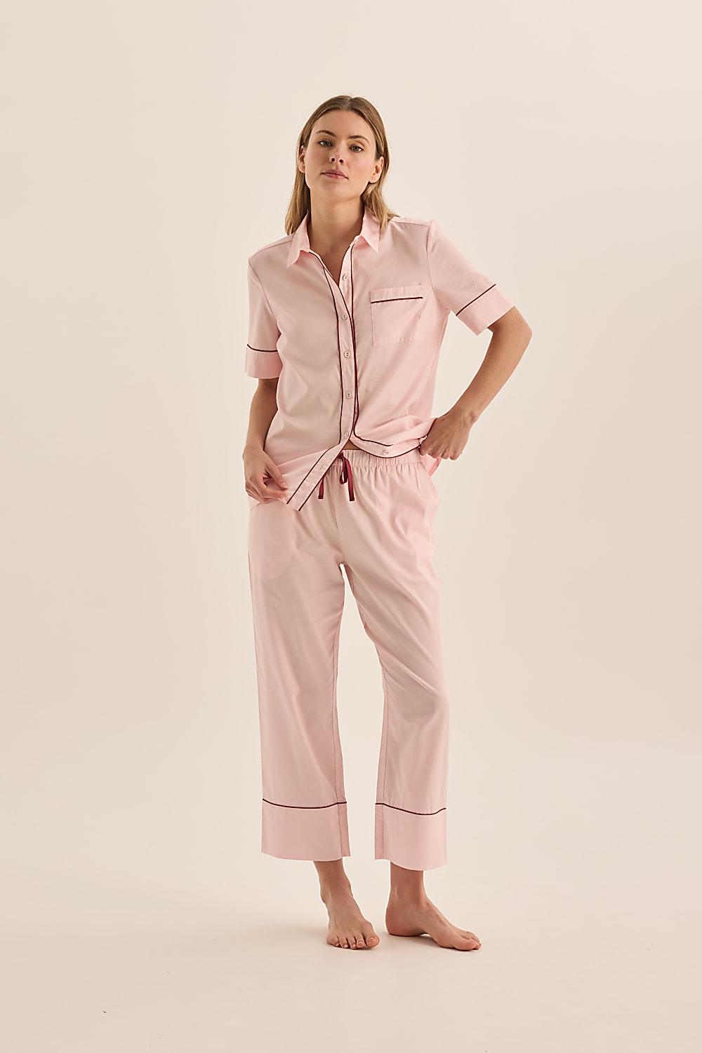 Molly Pink Double Piping Pyjama Set | Gingerlilly Sleepwear