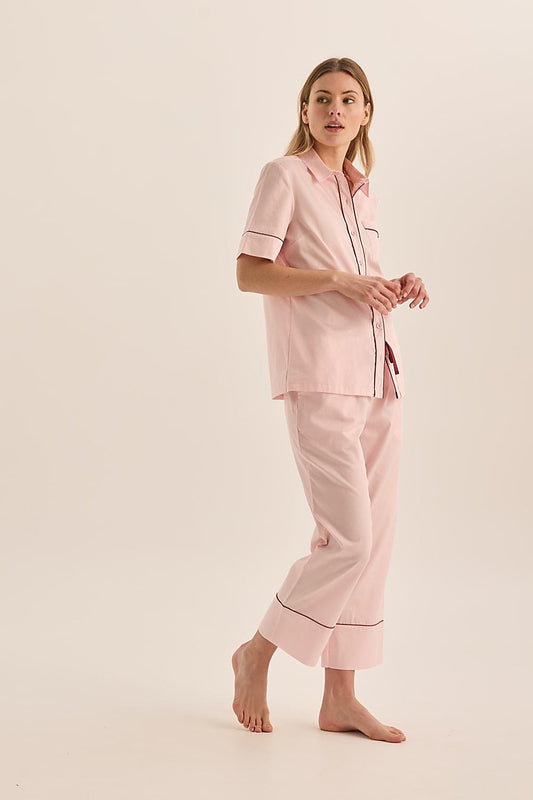 Molly Pink Double Piping Pyjama Set | Gingerlilly Sleepwear