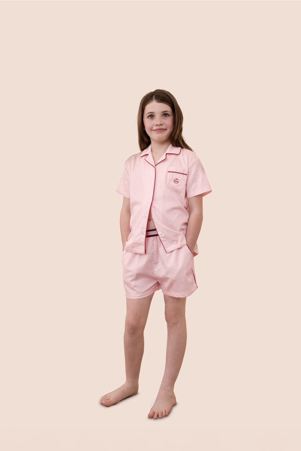 Gingerlilly Mini Camilla Cotton Short PJ Set - Pink - Front