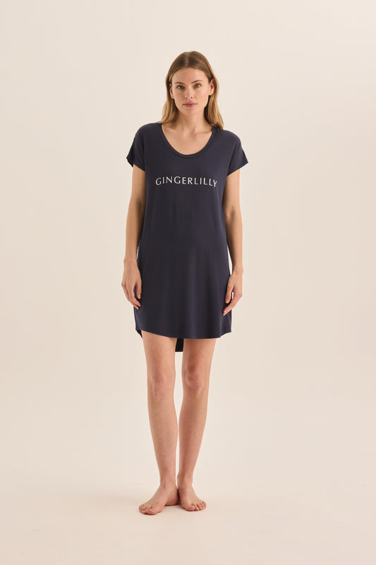 Nova Navy Bamboo Nightie | Gingerlilly Sleepwear