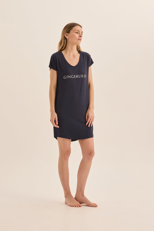 Nova Navy Bamboo Nightie | Gingerlilly Sleepwear